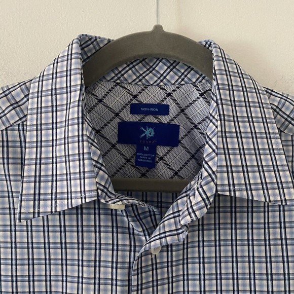 Egara Men's Button Up Dress Shirt Non-Iron Blue Size M - Picture 3 of 5